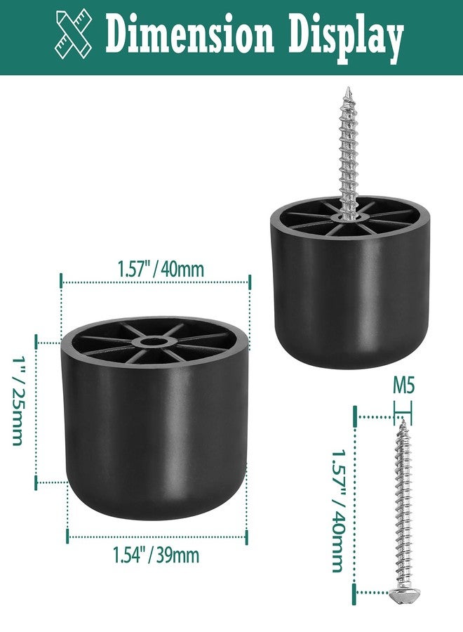 Masendelk 1 inch Black Plastic Furniture Legs, Screw-in Couch Legs Round Tapered Sofa Legs Replacement Legs for Furniture Couch Table Sofa, Pack of 4 - Image 3